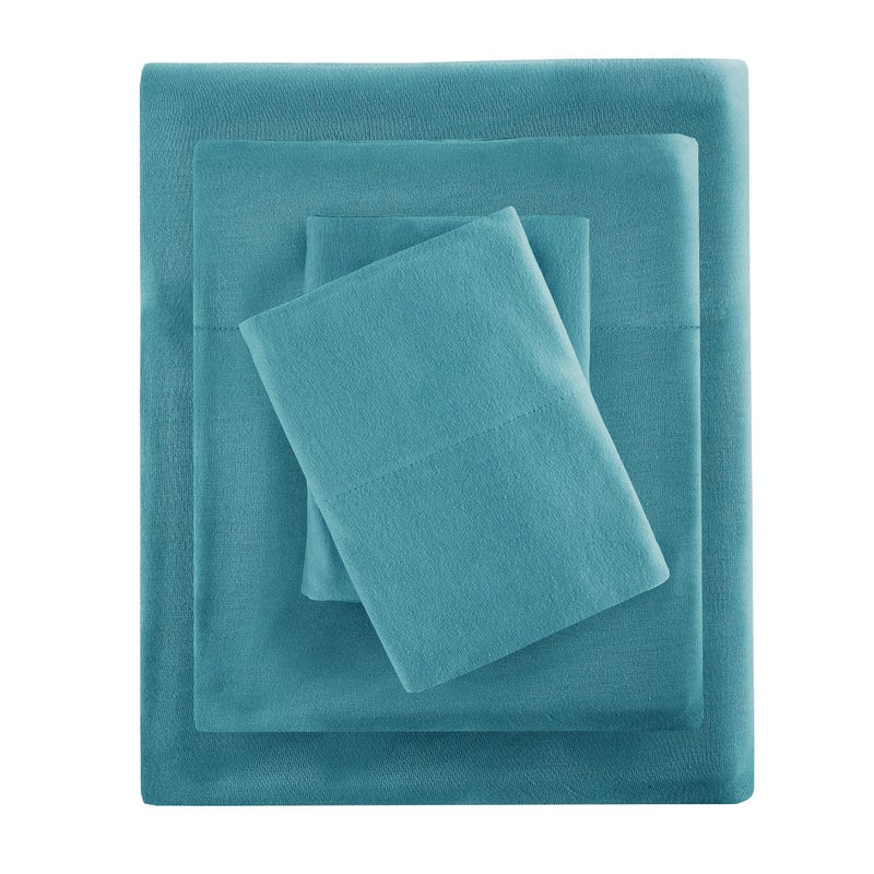 Intelligent Design Cotton Blend Jersey Knit Twin Bed Sheets , Coastal Cotton Bed Sheet , Teal Bed Sheet Set 3-Piece Include Flat Sheet , Fitted Sheet & Pillowcase - Image 2